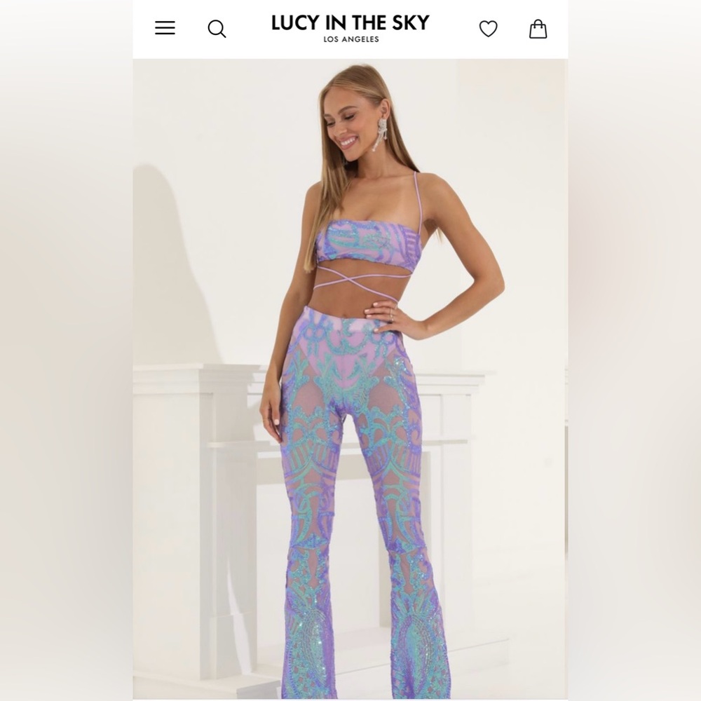 Lucy in the Sky Sequin Two Piece Set in Purple Iridescent
